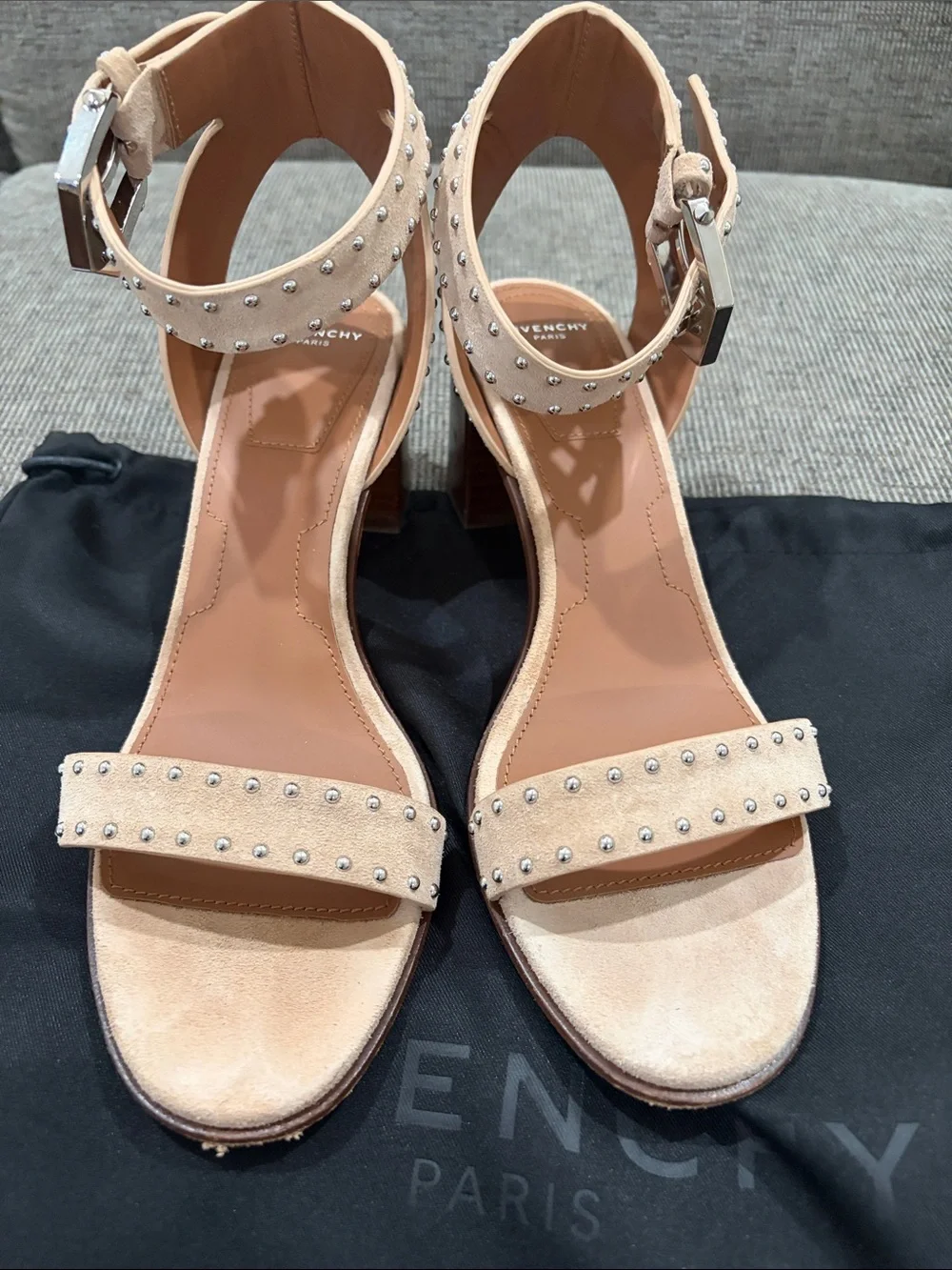 Givenchy Nude Pink Studded Block-Heel Sandals